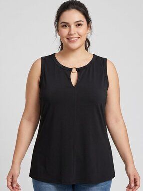 NWT | RIROW Black Keyhole Tank Top | Gold Ring Hardware | Size 2XL